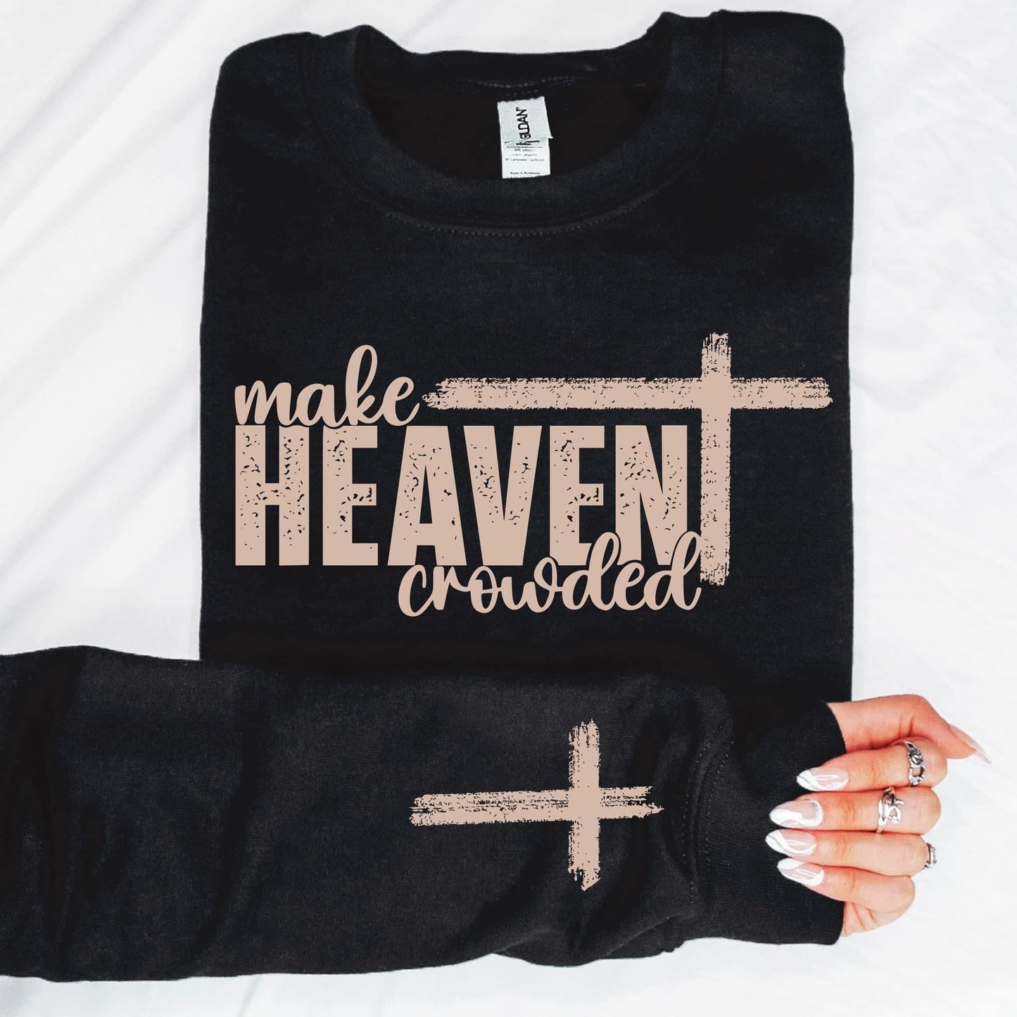 Make heaven crowded With Sleeve Accent Sweatshirt