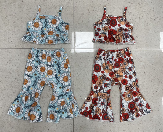 Kids Flower Suspender + Flared pant