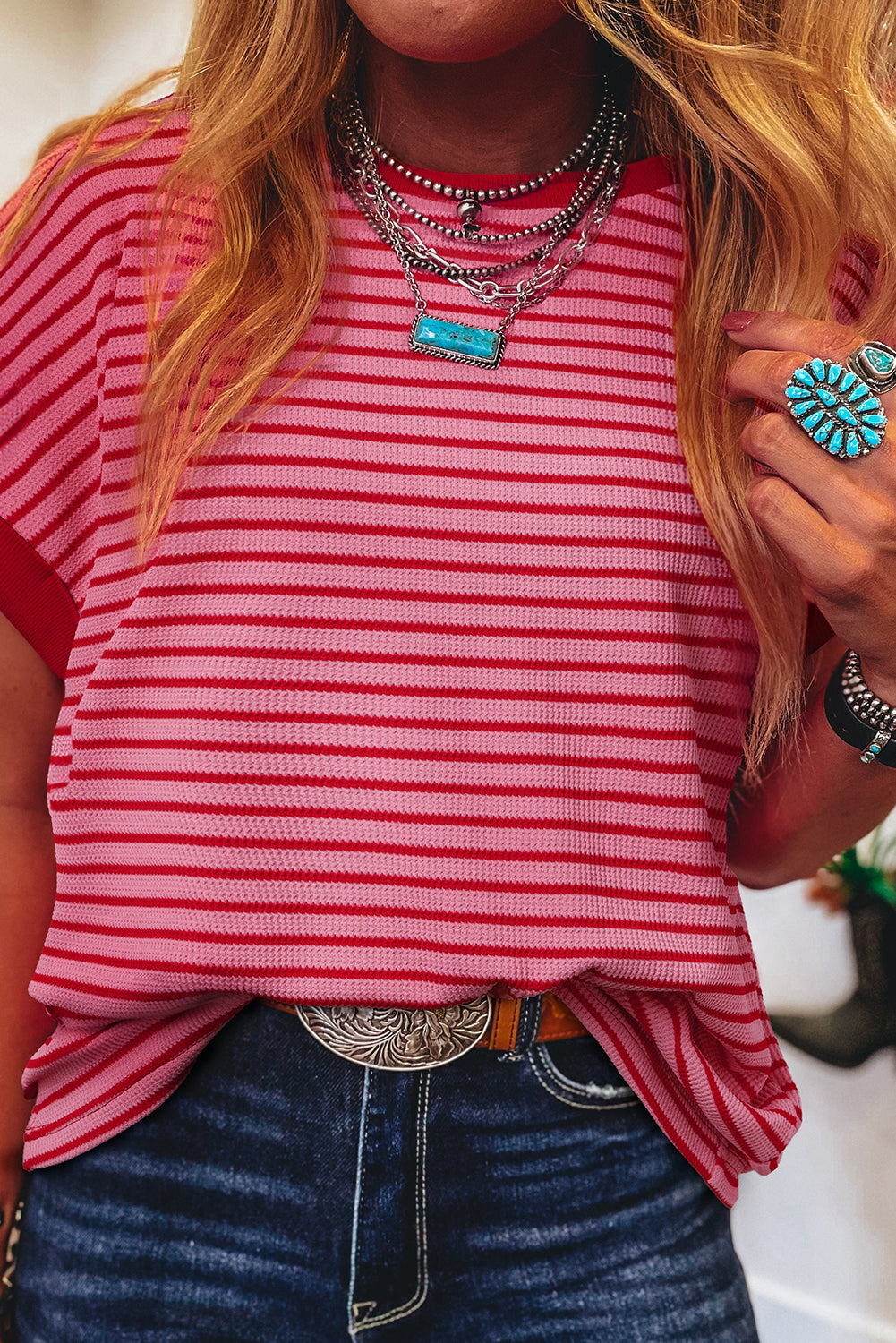 Stripe Knitted T Shirt