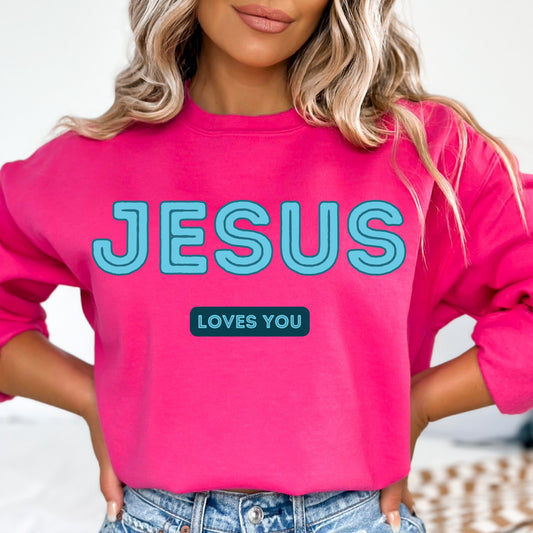 Jesus Loves You Blue PNG