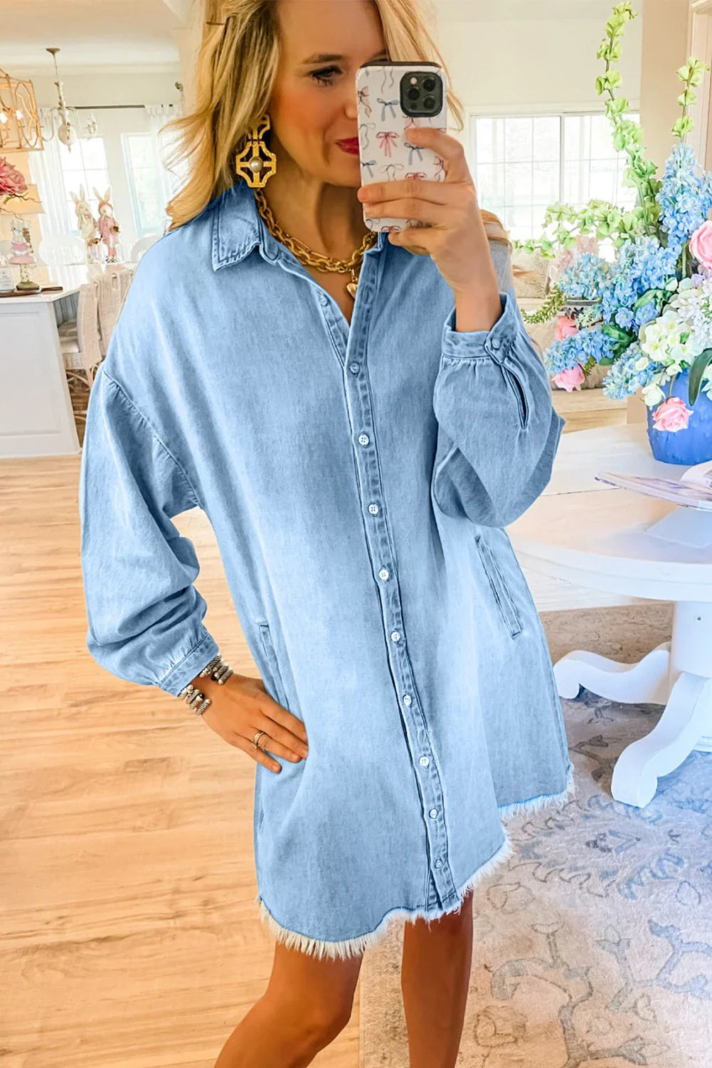 Washed Denim Shirt Dress