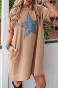 (Pre order 4.5)Wash Stud Star Mini T Shirt Dress