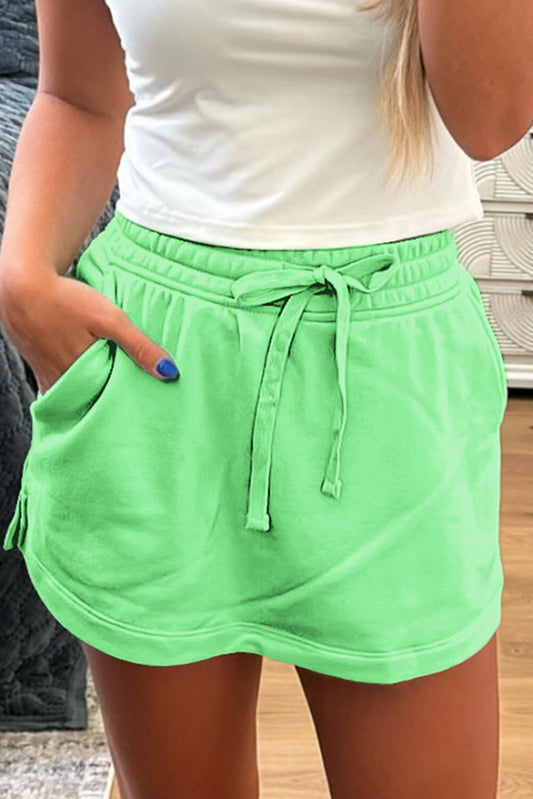 French Terry Drawstring Skort with Pockets