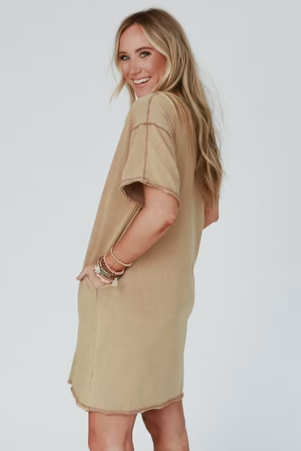 (Pre order 4.5)Wash Stud Star Mini T Shirt Dress