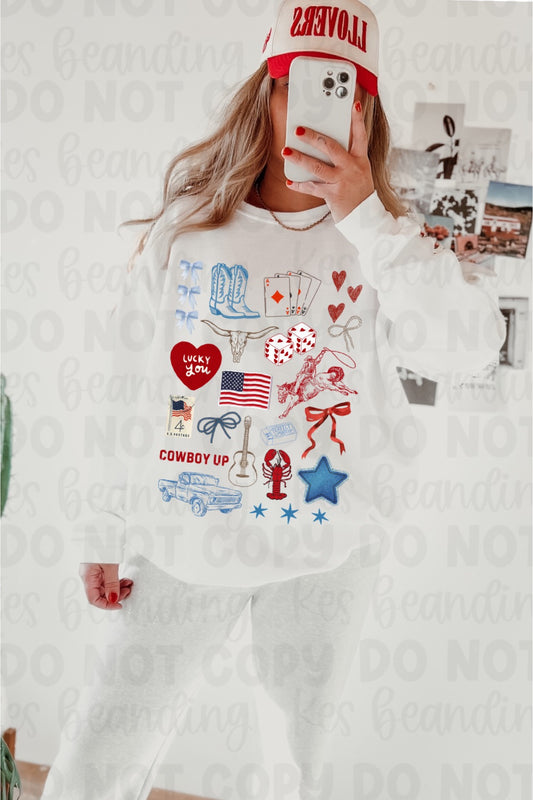 Red white & blue western PNG