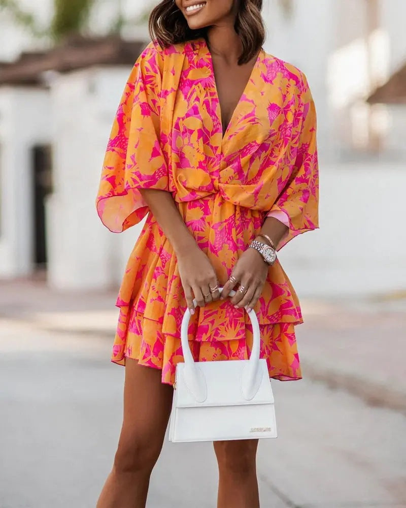 V-neck Printed Dress