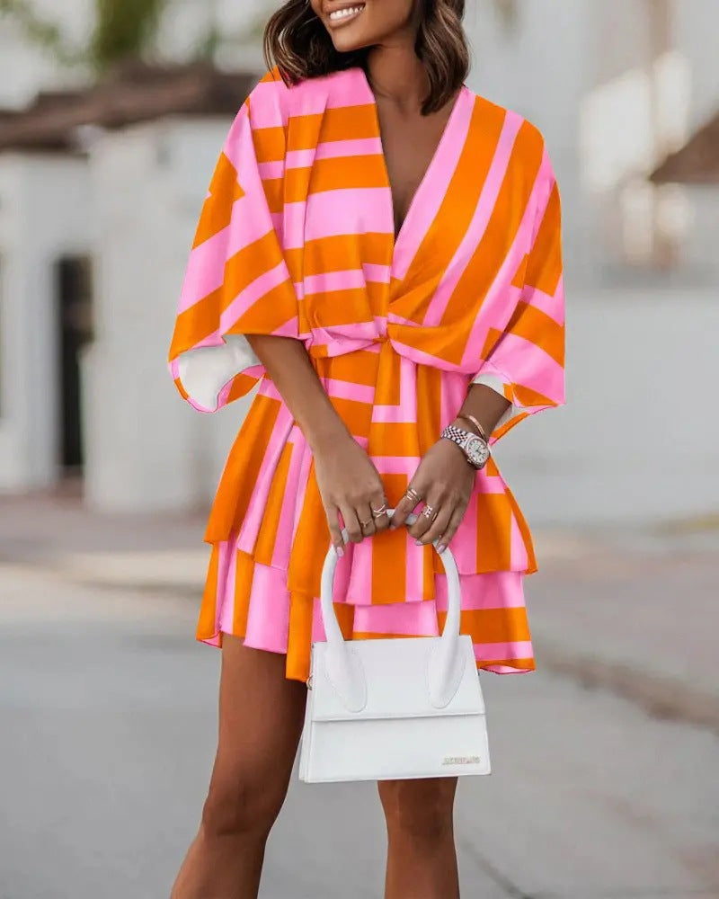 V-neck Printed Dress