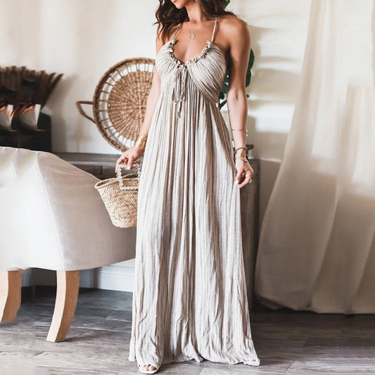 Backless Suspender Maxi Dress