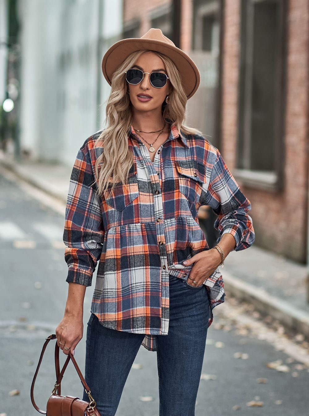 Pocket Long Sleeve Check Shirt