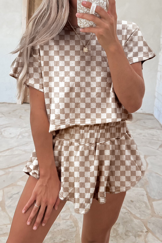 Checkerboard Tee and Skorts 2 Piece Outfit